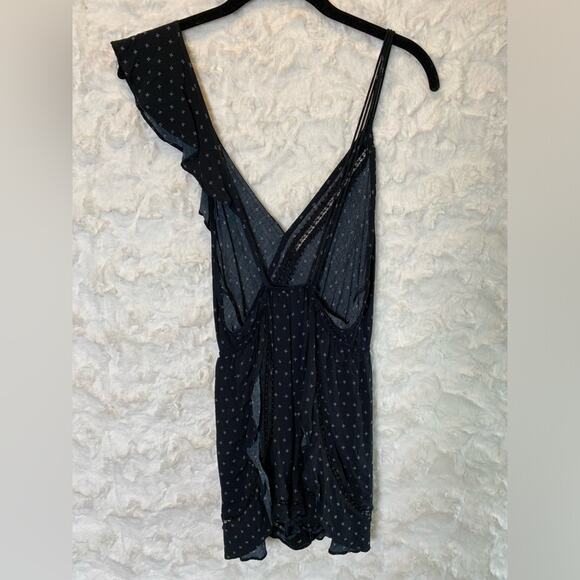 Free People Intimately Women's One Of These Days Romper Small Ruffle Black Print - Picture 11 of 14